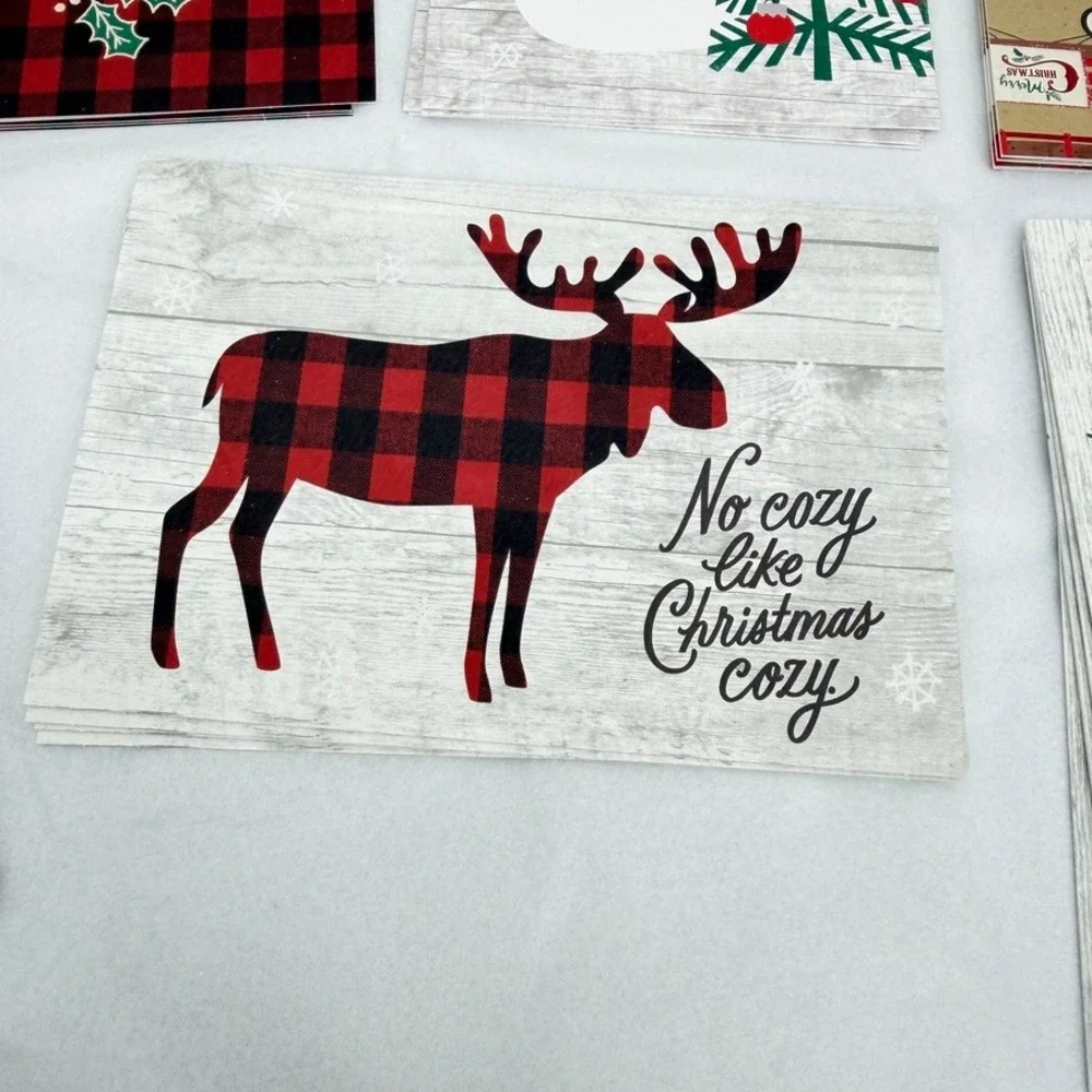 Hallmark Christmas Greeting Cards Buffalo Plaid Rustic Farmhouse Stationery Set